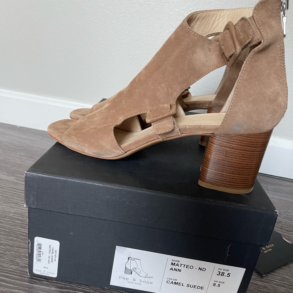 Rag & Bone | Matteo Cutout Suede Block Heel Sandals | Size 8.5